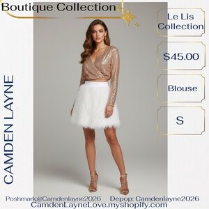 Le Lis Gold Sequin Blouse